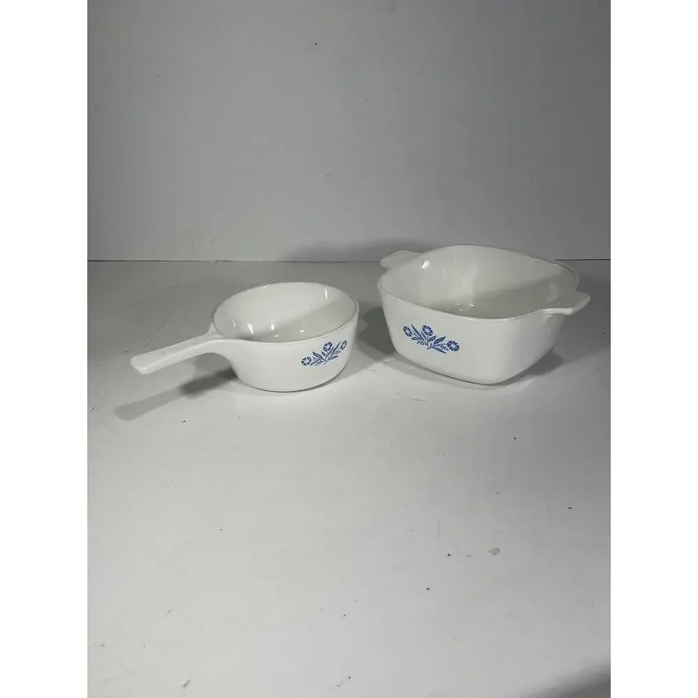 Lot Of 2 Corning Ware Blue Cornflower 1 1/2 Pint Sauce Pan + 1 3/4 Qt‎ Casserole